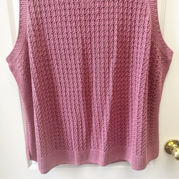 Penningtons Sleeveless Crochet Cotton Sweater Tank with Ribbed Bands Pink 4X NWT - Picture 8 of 15